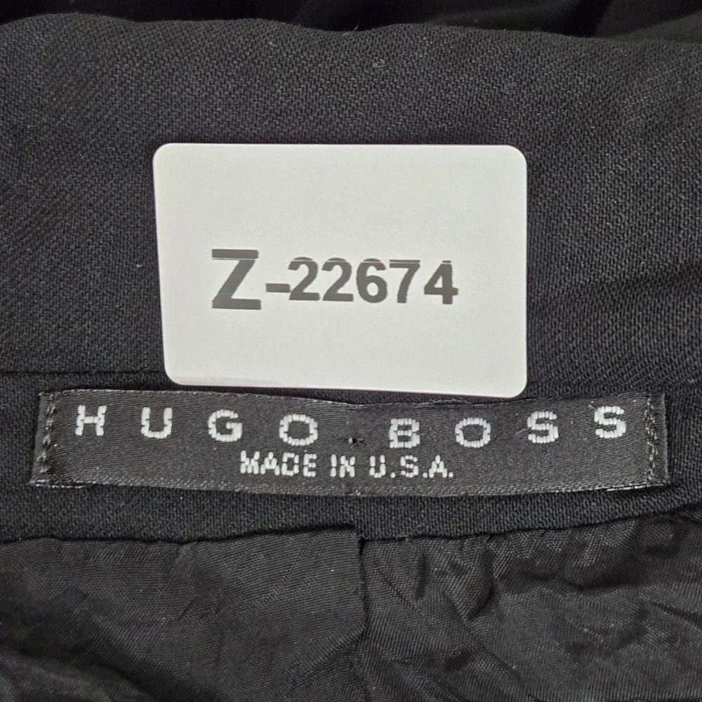 VINTAGE Hugo Boss Men Blazer 38S Black Wool Suit Jacket Button Long‎ Sleeve